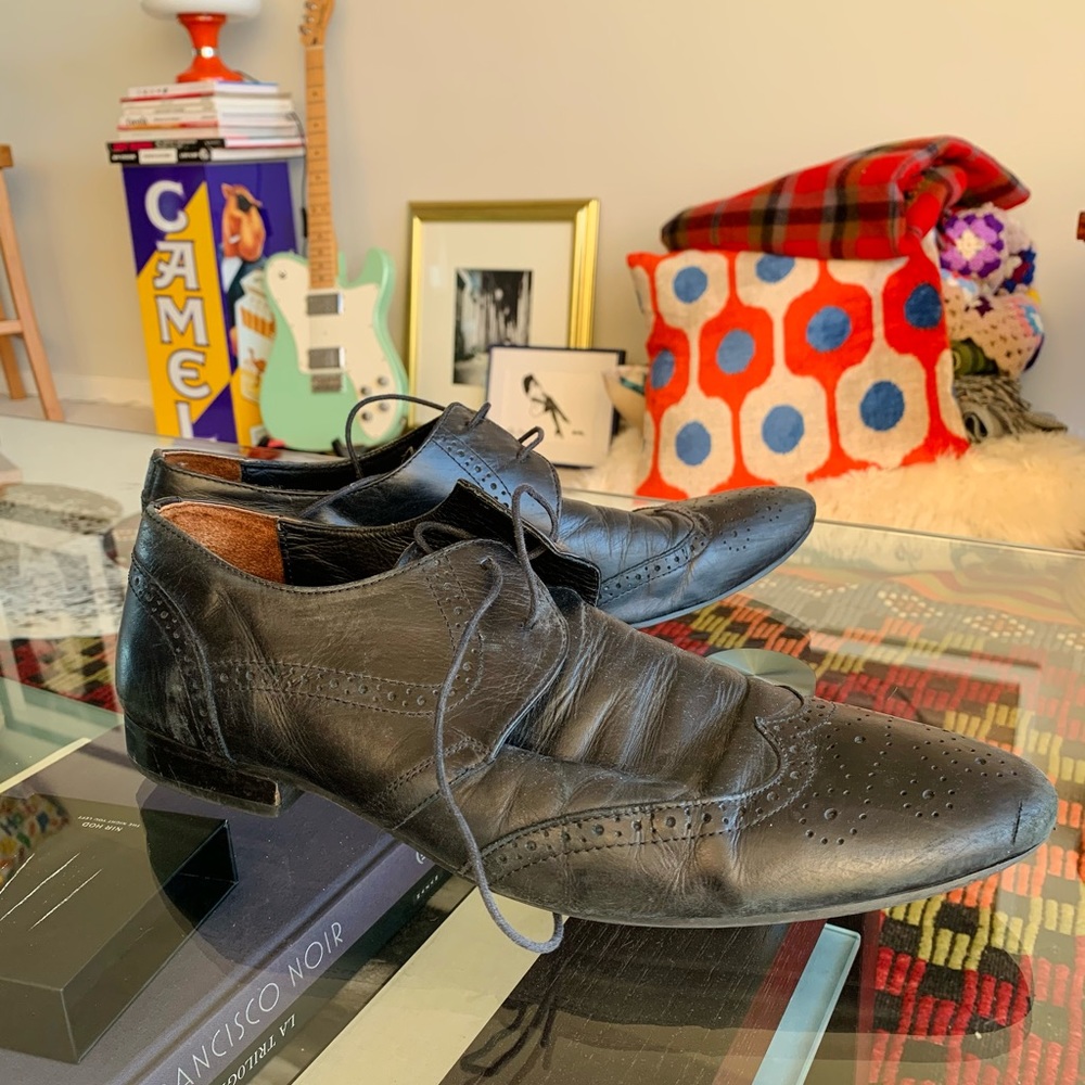 River Island Men’s US 12 Black Oxfords